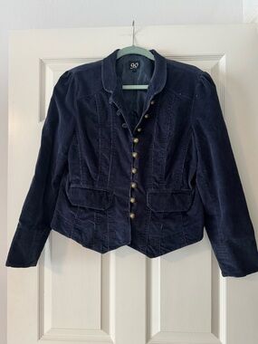 Ninety Navy Corduroy Military Button Jacket